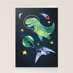 Space T-Rex dinosaur Stationery Card Gallery Image 2