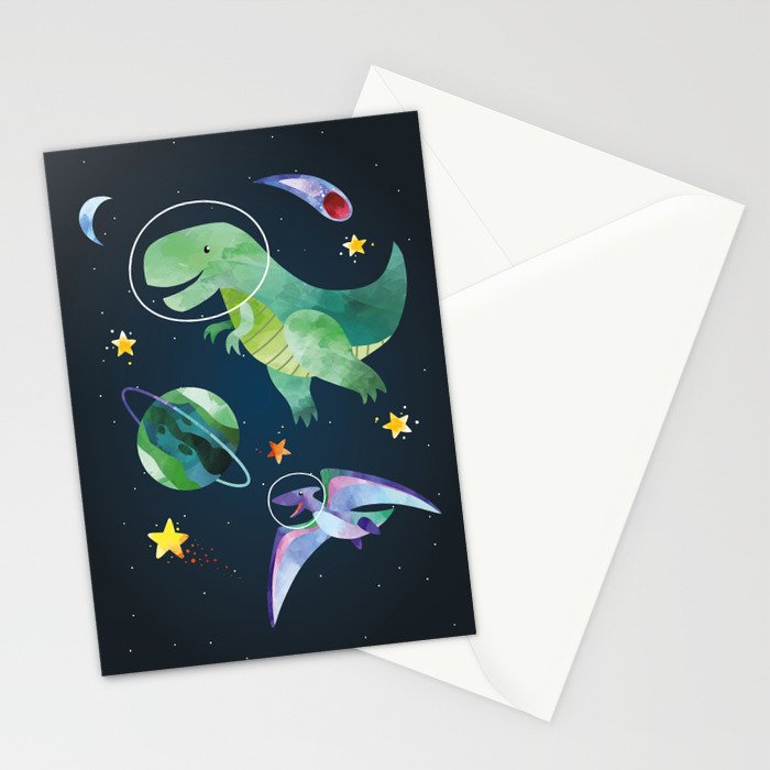 Space T-Rex dinosaur Stationery Card Gallery Image 2