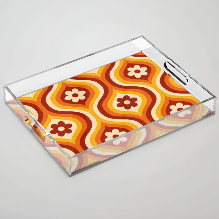 70s Groovy Daisy Ovals Pattern Acrylic Tray Gallery Image 1
