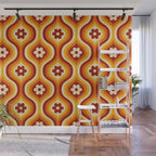 70s Groovy Daisy Ovals Pattern Wall Mural Gallery Image 1