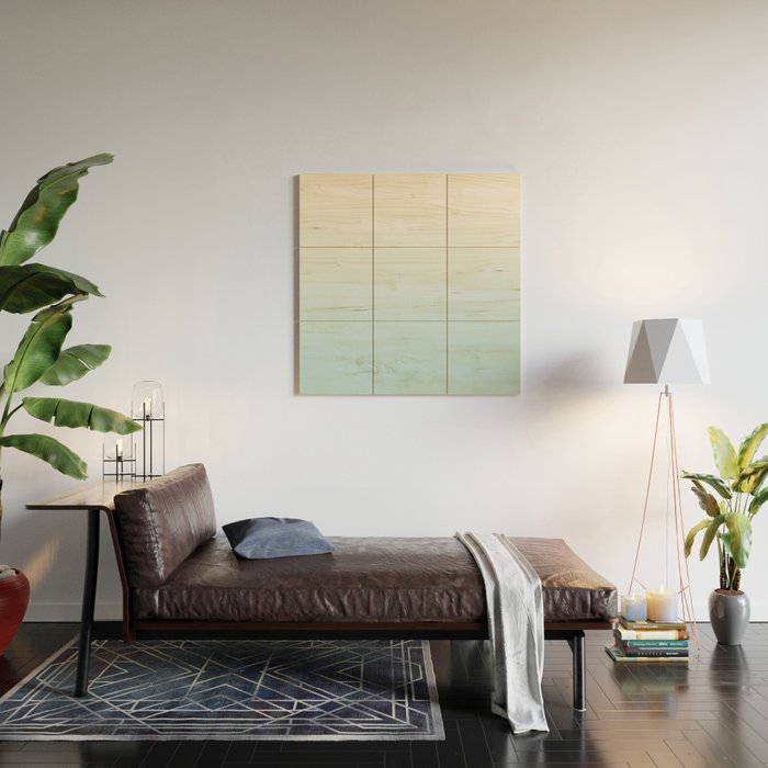 Ombre Blue Plume Wood Wall Art Gallery Image 2
