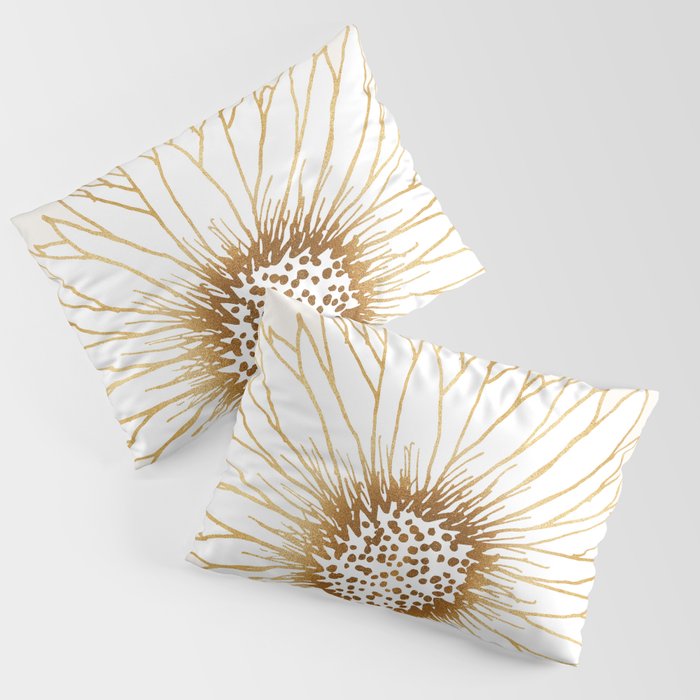 Gold Sunflower Drawing Pillow Sham Gallery Image 1