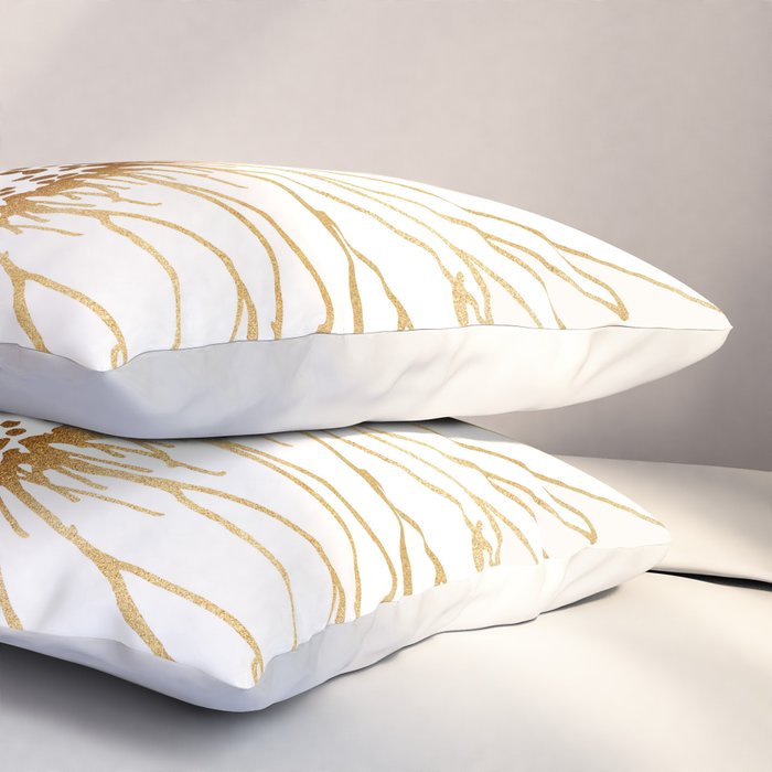 Gold Sunflower Drawing Pillow Sham Gallery Image 3