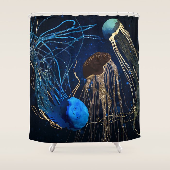 Metallic Jellyfish IV Shower Curtain Gallery Image 1