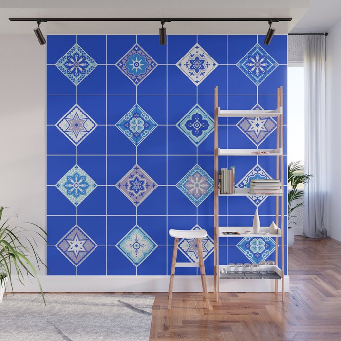 Talavera Mexican Tile - Blue Palette Wall Mural Gallery Image 1