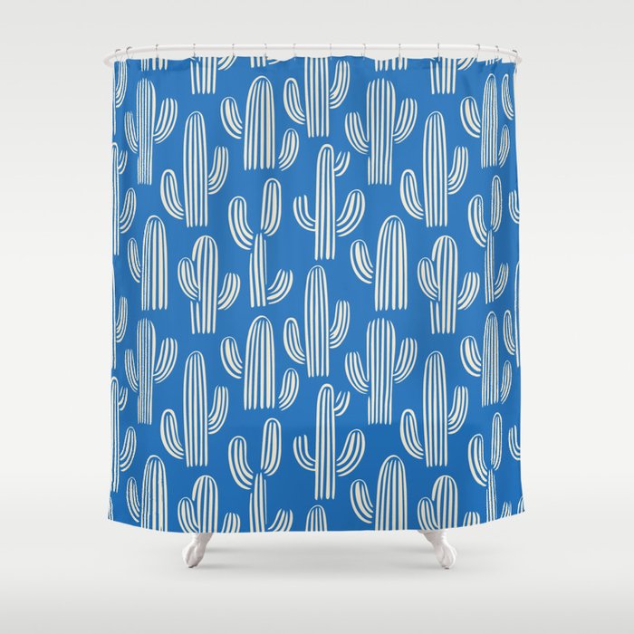 Cactus plant hand drawn pattern Shower Curtain Gallery Image 1