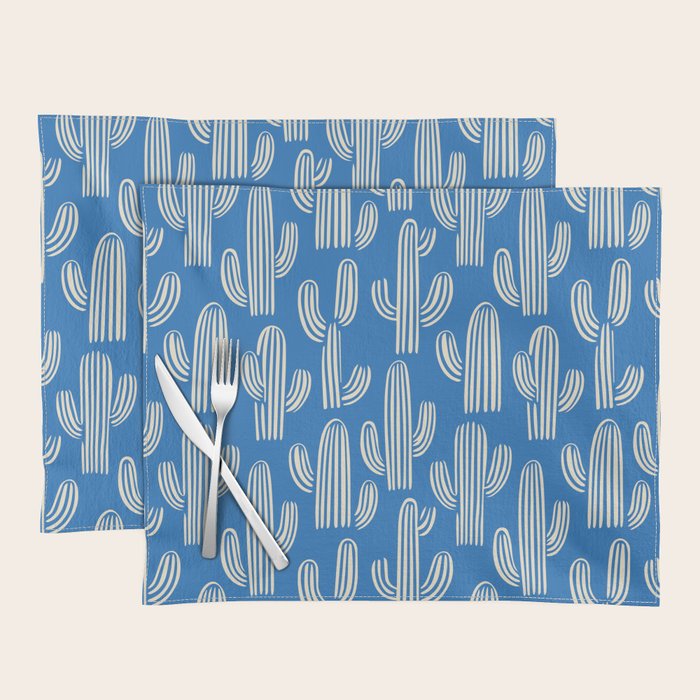 Cactus plant hand drawn pattern Placemat Gallery Image 1