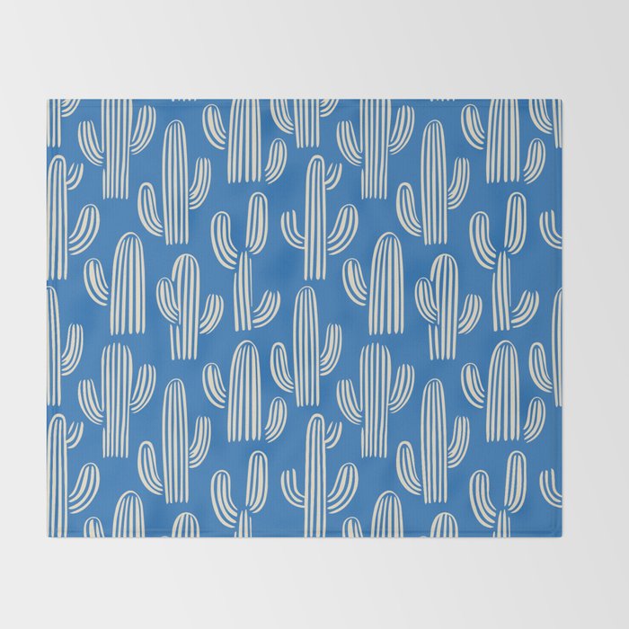 Cactus plant hand drawn pattern Throw Blanket Gallery Image 2