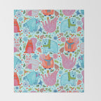 Winter Forest Woodland Animals in Arctic Blue Throw Blanket Gallery Image 2