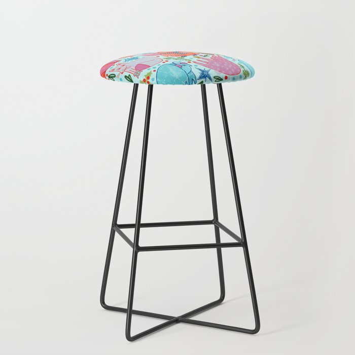 Winter Forest Woodland Animals in Arctic Blue Stool Gallery Image 1
