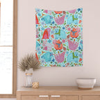 Winter Forest Woodland Animals in Arctic Blue Wall Tapestry Gallery Image 2