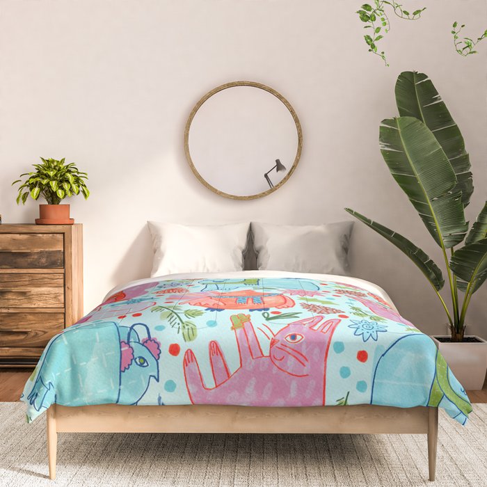 Winter Forest Woodland Animals in Arctic Blue Comforter Gallery Image 3