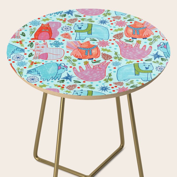 Winter Forest Woodland Animals in Arctic Blue Side Table Gallery Image 2