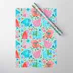 Winter Forest Woodland Animals in Arctic Blue Wrapping Paper Gallery Image 1