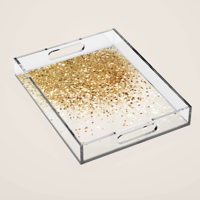 Sparkling Gold Glitter Glam #2 (Faux Glitter) #shiny #decor #art #society6 Acrylic Tray Gallery Image 1
