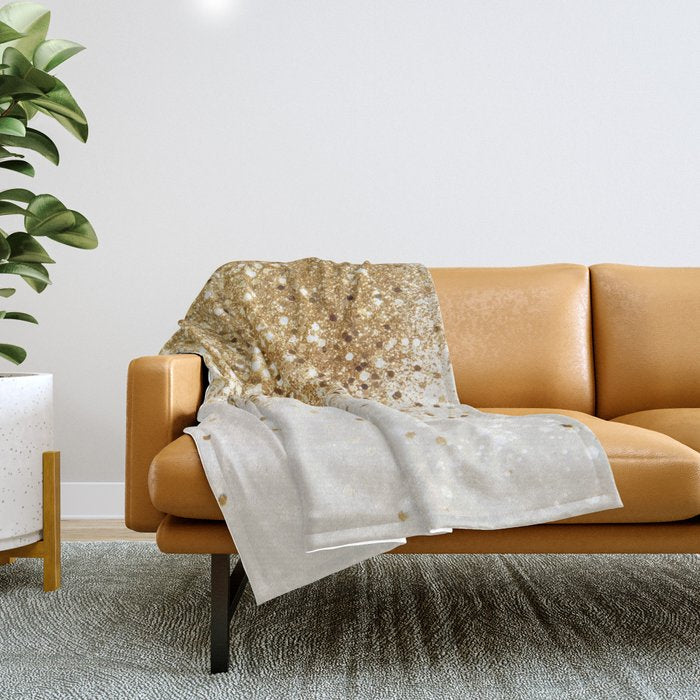 Sparkling Gold Glitter Glam #2 (Faux Glitter) #shiny #decor #art #society6 Throw Blanket Gallery Image 1