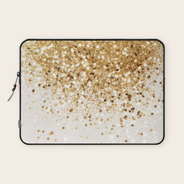 Sparkling Gold Glitter Glam #2 (Faux Glitter) #shiny #decor #art #society6 Laptop Sleeve Gallery Image 1