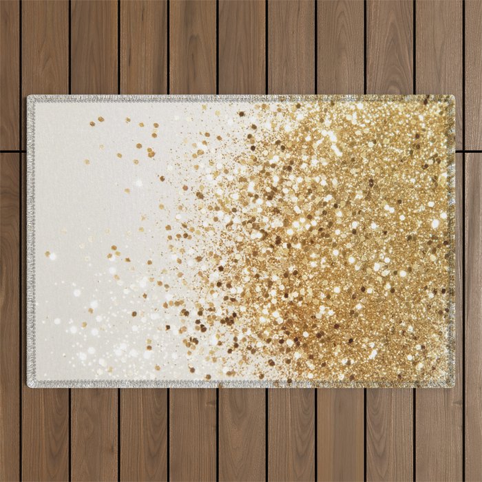 Sparkling Gold Glitter Glam #2 (Faux Glitter) #shiny #decor #art #society6 Outdoor Rug Gallery Image 1