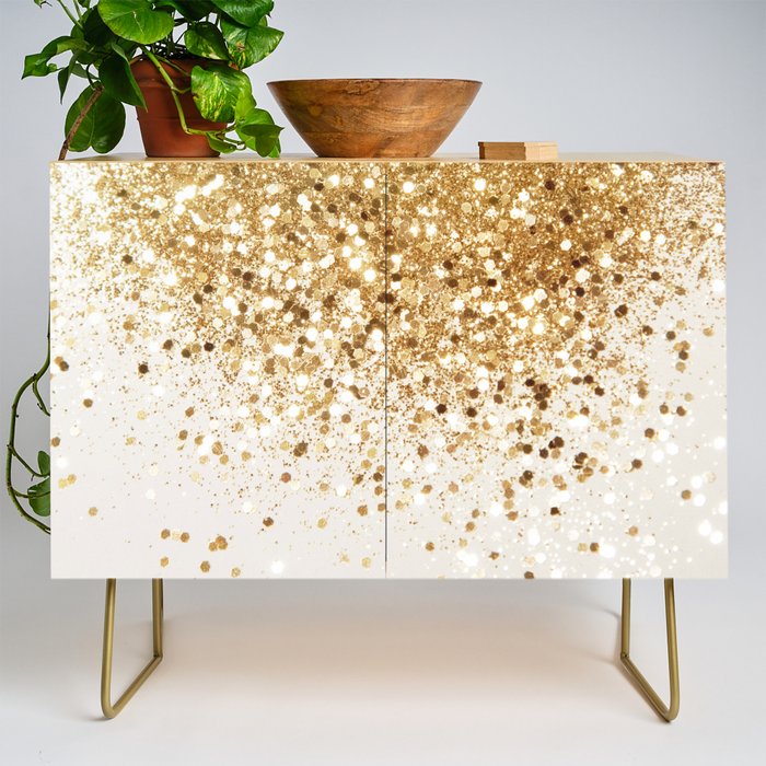 Sparkling Gold Glitter Glam #2 (Faux Glitter) #shiny #decor #art #society6 Credenza Gallery Image 1