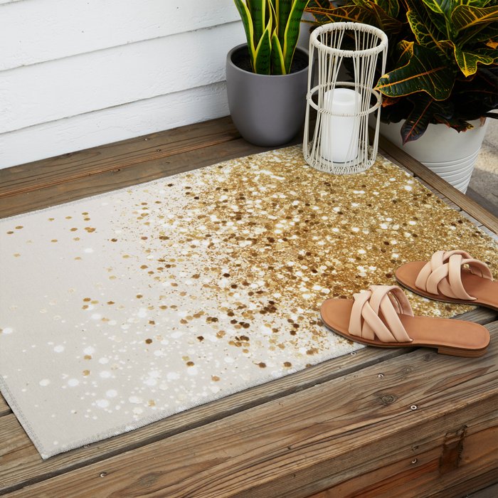 Sparkling Gold Glitter Glam #2 (Faux Glitter) #shiny #decor #art #society6 Outdoor Rug Gallery Image 2