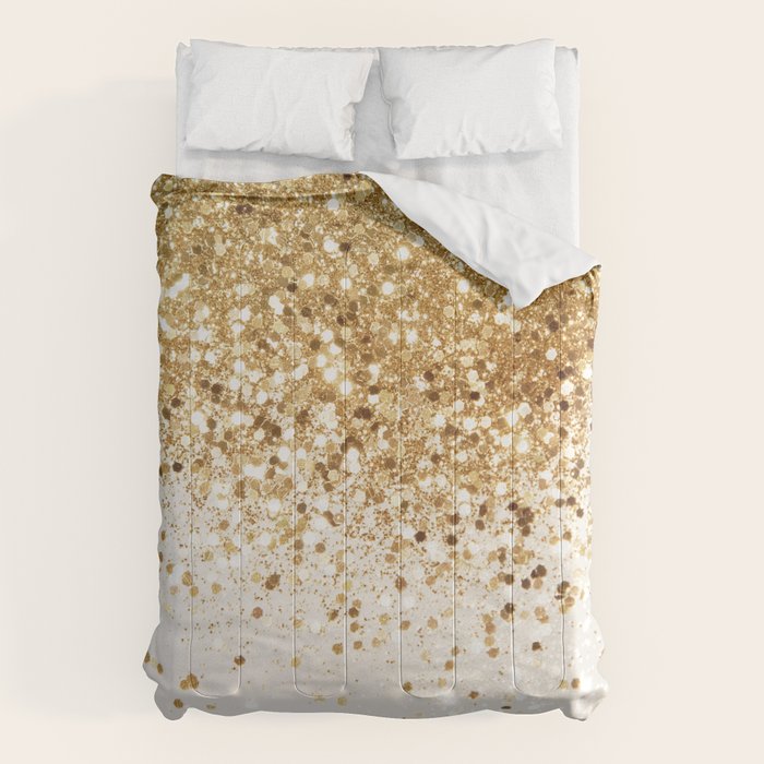 Sparkling Gold Glitter Glam #2 (Faux Glitter) #shiny #decor #art #society6 Comforter Gallery Image 1