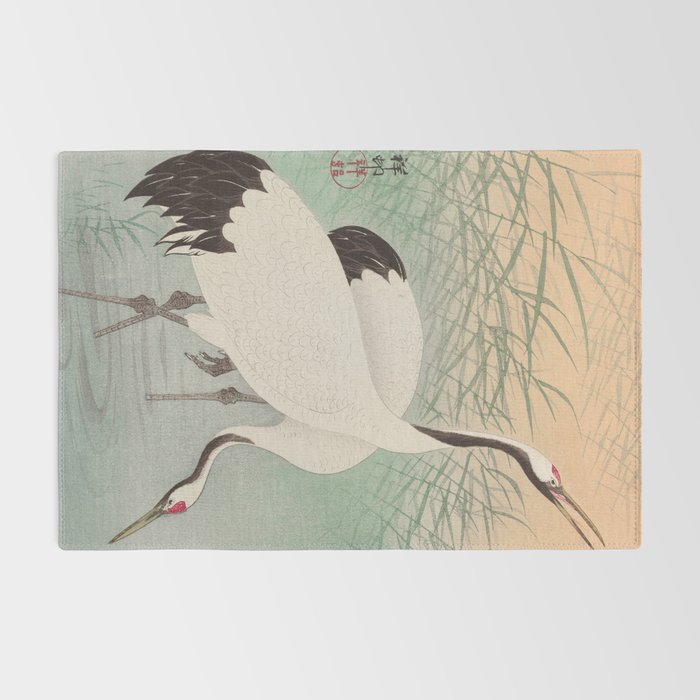 Two cranes in the lake - Japanese vintage woodblock print Rug Gallery Image 2