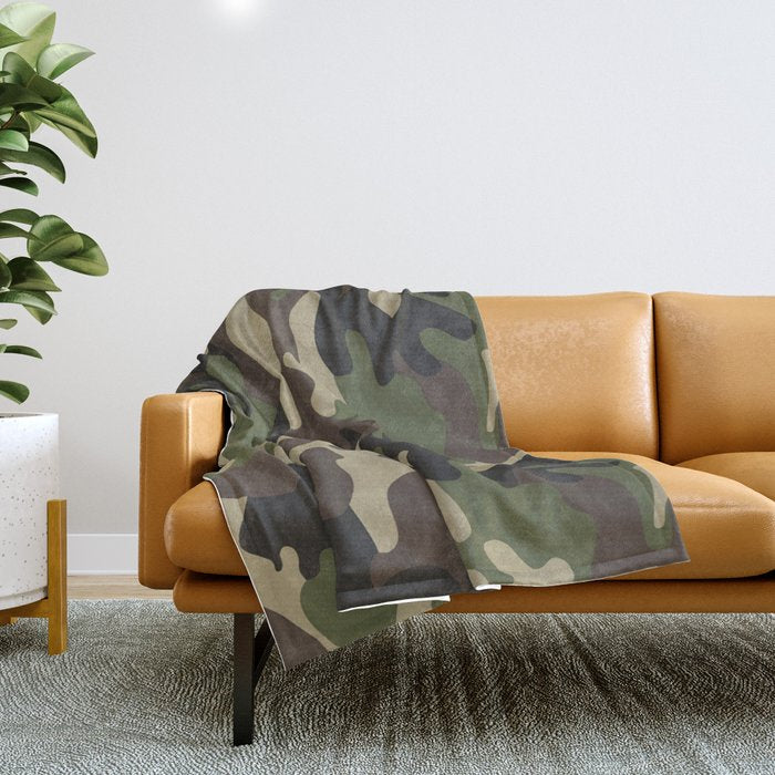 Military camouflage Throw Blanket Gallery Image 1