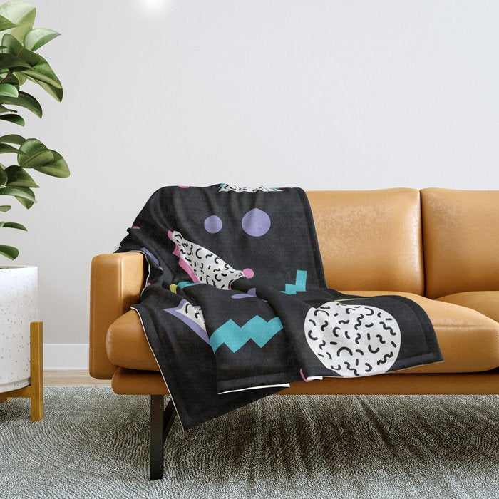 Memphis pattern 45 - 80s / 90s Retro Throw Blanket Gallery Image 1