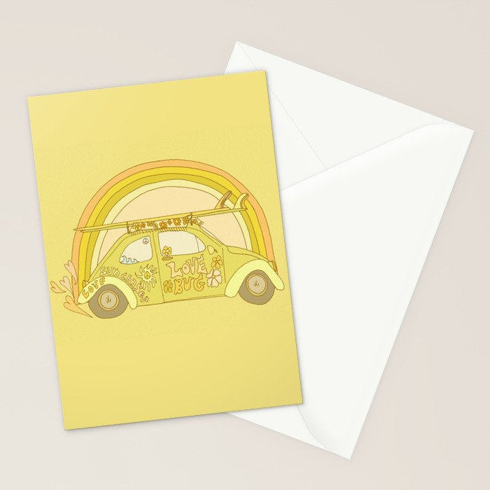 love bug valentine // retro surf art by surfy birdy Stationery Card Gallery Image 2