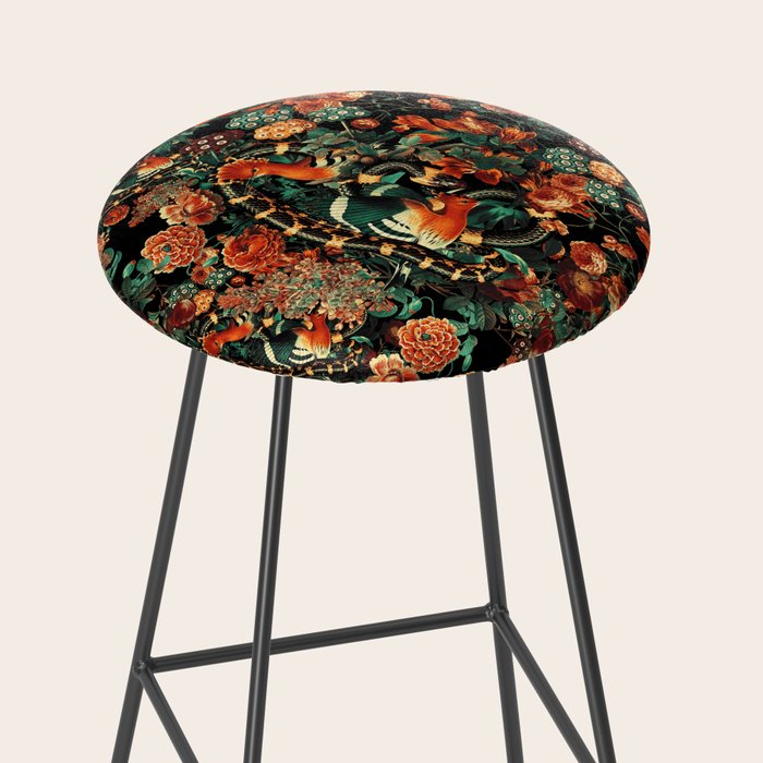 Birds and Snake Floral Pattern Stool Gallery Image 2