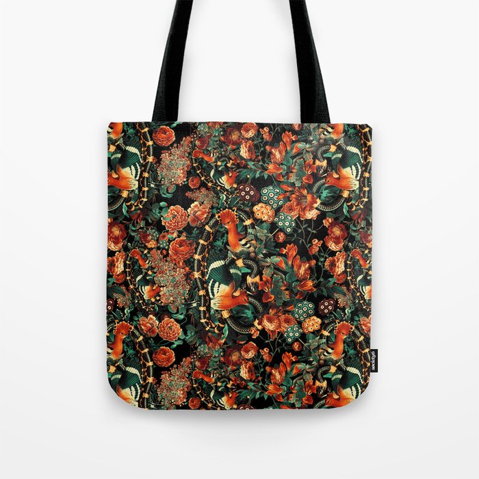 Birds and Snake Floral Pattern Tote Bag Gallery Image 1