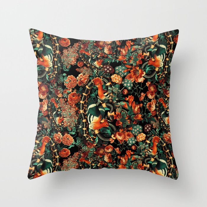 Birds and Snake Floral Pattern Throw Pillow Gallery Image 6