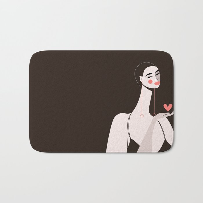 Girl With Pink Heart Bath Mat Gallery Image 1