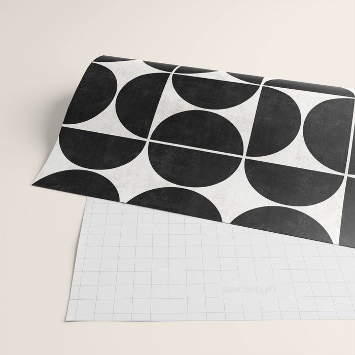 Mid-Century Modern Pattern No.3 - Black and White Wrapping Paper Gallery Image 2