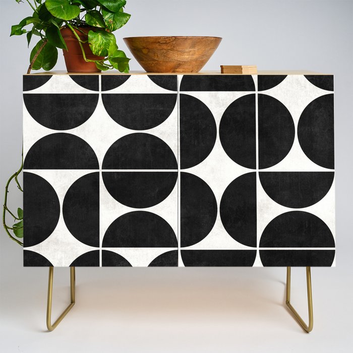 Mid-Century Modern Pattern No.3 - Black and White Credenza Gallery Image 1