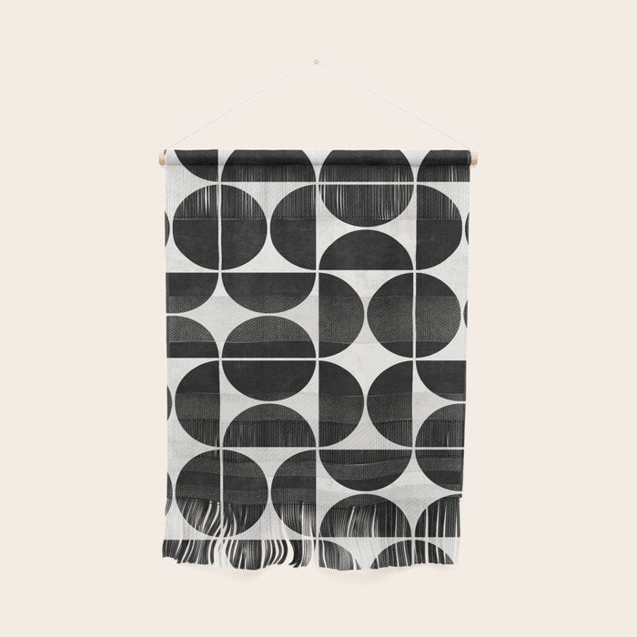 Mid-Century Modern Pattern No.3 - Black and White Wall Hanging Gallery Image 1