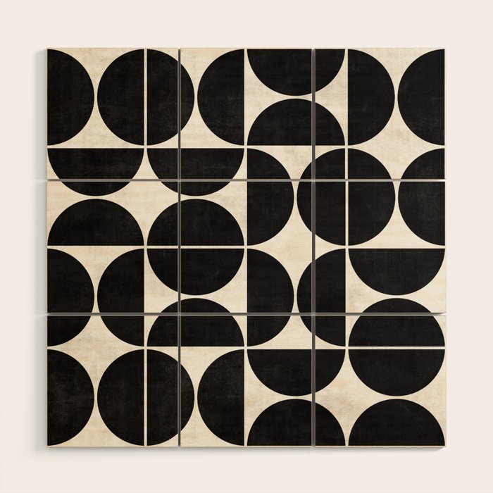 Mid-Century Modern Pattern No.3 - Black and White Wood Wall Art Gallery Image 1