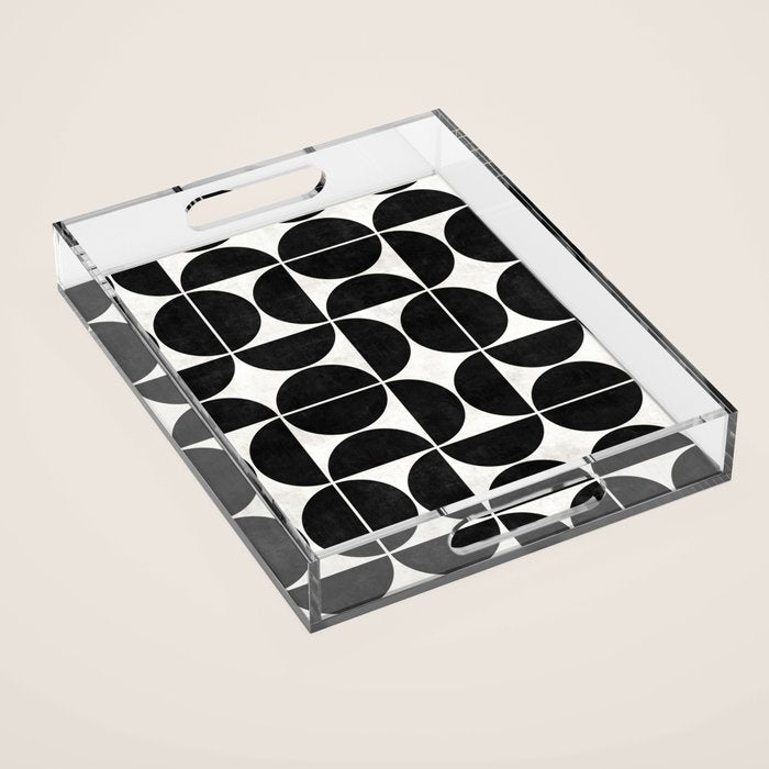 Mid-Century Modern Pattern No.3 - Black and White Acrylic Tray Gallery Image 1