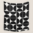 Mid-Century Modern Pattern No.3 - Black and White Wall Tapestry Gallery Image 4