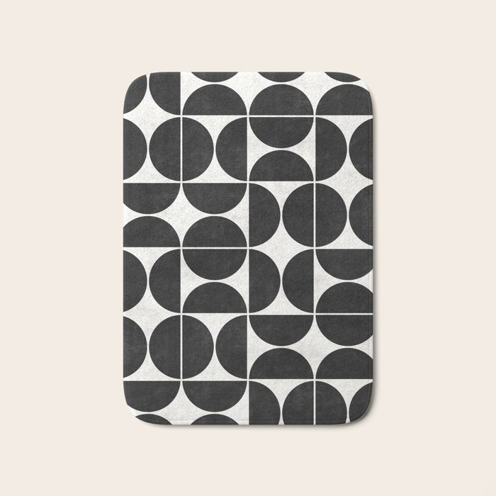 Mid-Century Modern Pattern No.3 - Black and White Bath Mat Gallery Image 1