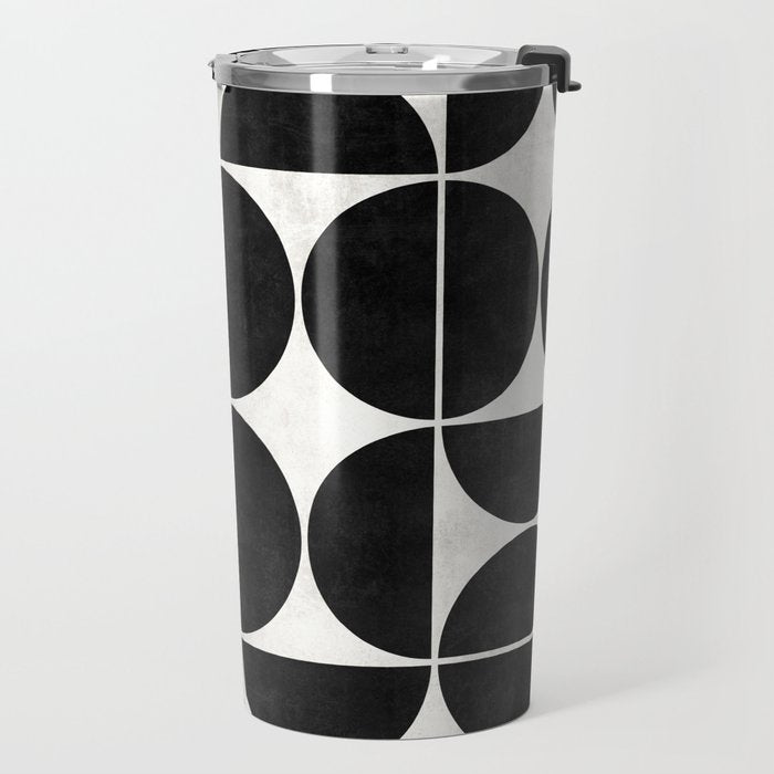 Mid-Century Modern Pattern No.3 - Black and White Travel Mug Gallery Image 2