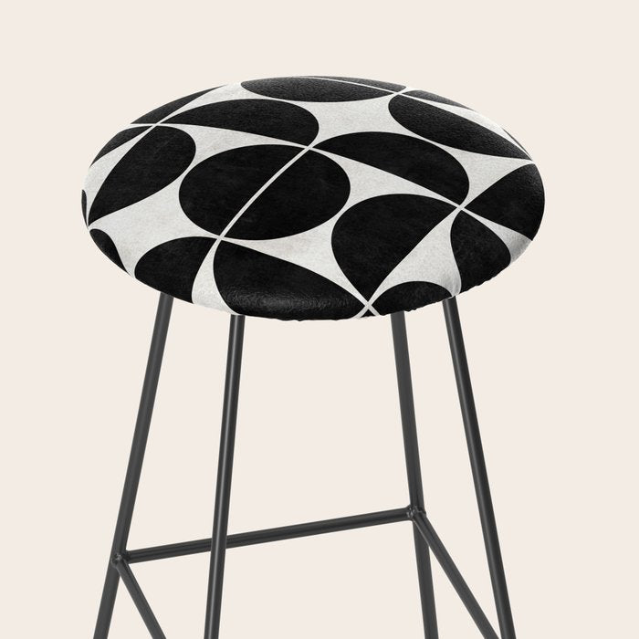 Mid-Century Modern Pattern No.3 - Black and White Stool Gallery Image 2