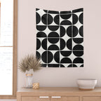 Mid-Century Modern Pattern No.3 - Black and White Wall Tapestry Gallery Image 2