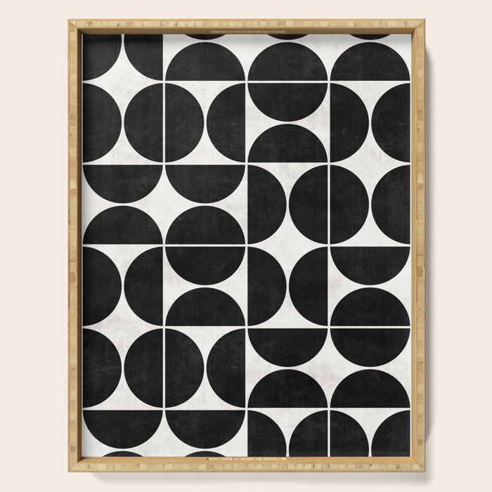 Mid-Century Modern Pattern No.3 - Black and White Serving Tray Gallery Image 1