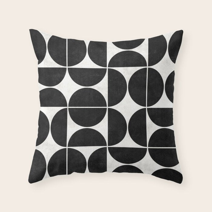 Mid-Century Modern Pattern No.3 - Black and White Throw Pillow Gallery Image 1