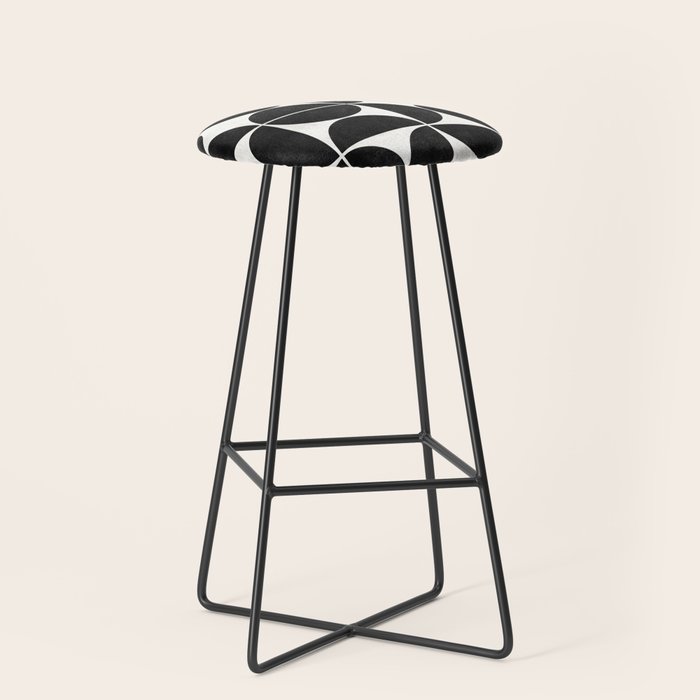 Mid-Century Modern Pattern No.3 - Black and White Stool Gallery Image 1
