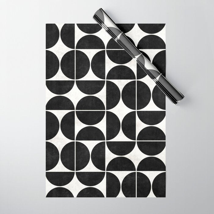 Mid-Century Modern Pattern No.3 - Black and White Wrapping Paper Gallery Image 1