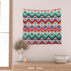 Psychedelic Eye Melt - Mint & Pink Wall Tapestry Gallery Image 2