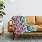 Psychedelic Eye Melt - Mint & Pink Throw Blanket Gallery Image 1
