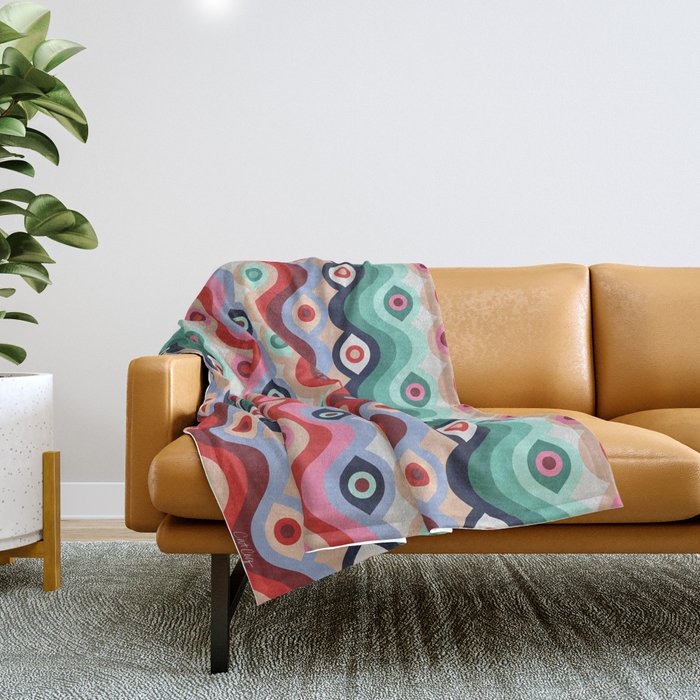 Psychedelic Eye Melt - Mint & Pink Throw Blanket Gallery Image 1